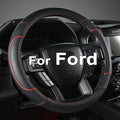 GIANT PANDA Steering Wheel Cover for Ford F150 F250 F350 Expedition - Black+Red Trim