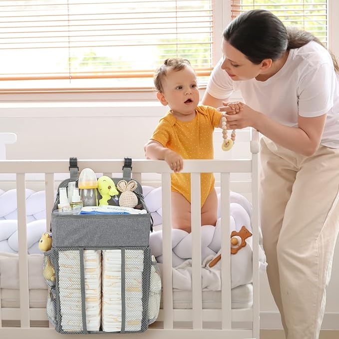 Maliton Changing Table Diaper Organizer - Baby Hanging Diaper Stacker Nursery Caddy Organizer for Cribs Playard Baby Essentia