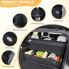 Trunk Organizer for SUV, Collapsible Leather Trunk Organizer for Car with Lid Car Storage for Sedans, Truck, Van, Jeep (Black,