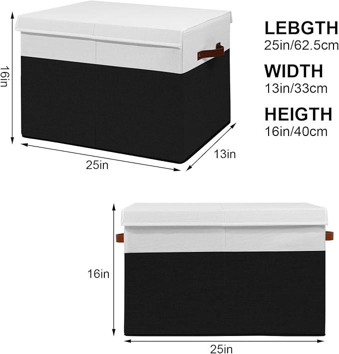 Gowee Large Toy Storage Box with Lid, Sturdy Toys Storage Chest Bin Organizer Basket with Dividers for Kids, Boys, Girls, Nur