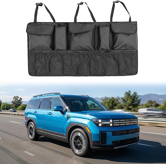 Seat Back Organizer Compatible with 2024-2026 Hyundai Santa Fe 7-Seater 2nd Row Headrest Organizer Seat Back Storage 2025 Santa Fe Accessories