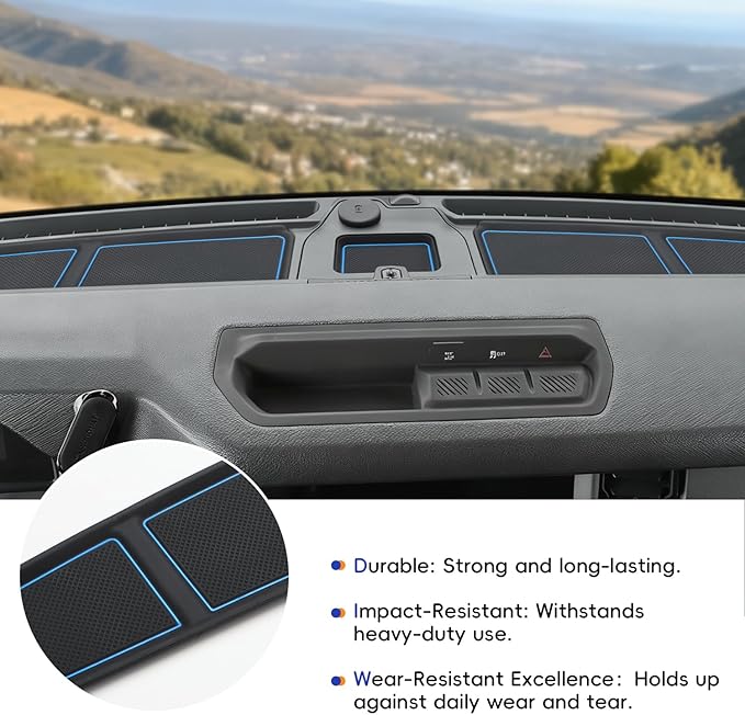 auovo Dash Cover Tray Compatible with Ford Bronco Accessories 2024 2025 2026 Bronco Anti-Slip Silicone Car Dashboard Compartm