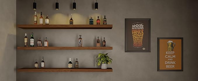 ROGMARS 60Inches Long Walnut Floating Shelves,Rustic Solid Wood Farmhouse Wall Shelves with Invisible Brackets for Bathroom, 