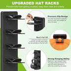 Haiou Hat Rack Hat Organizer for Baseball Caps Wall Mounted Hat Hanger Strong Adhesive Hat Hooks Hold up to 16 Hats for Home 