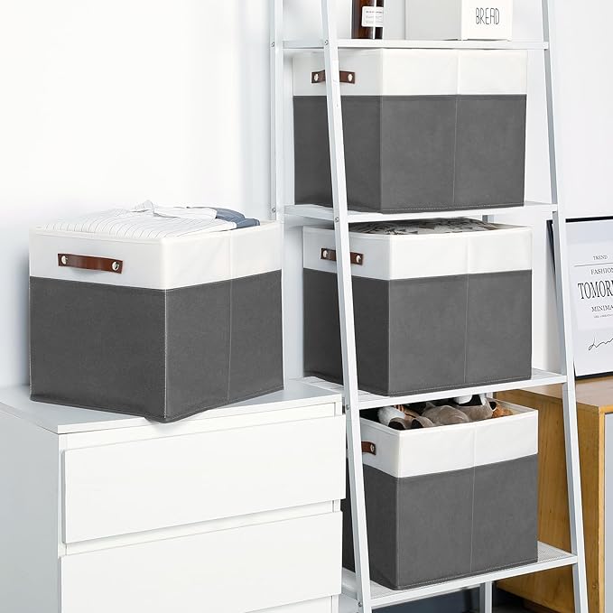 Temary Cube Storage Bins 4Pack Foldable Cube Baskets for Clothes Shelf Storage Basket with Handles, Storage Box Fabric Storag