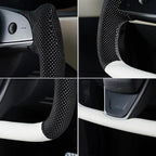 MEWANT Hand Stitched White Leather Steering Wheel Cover Wrap for Tesla Model S 2021-2023 / Model X 2021-2023 Steering Wheel Accessories