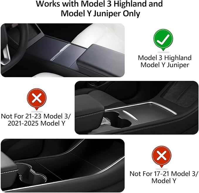 2025 Tesla Model 3 Highland & Model Y Juniper Center Console Organizer Tray 5PCS Set for 2024-2026, Hidden Storage Box with Cup Holder and Armrest Drawer Organizer, Matte Black, Tesla Accessories