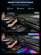 Car LED Lights Interior, 16M Colors APP & CarPlay Control, Music Sync Ambient Lighting Kit, Auto-On/Off，Voltage Protection, Brightness Dimmer 12V DC LED Strip Lights for Car, Truck, SUV