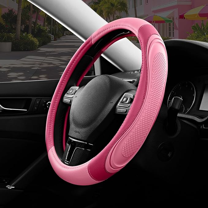 Road Comforts Car Steering Wheel Cover - Microfiber Leather Steering Wheel Wrap Sports 14.5-15 Inch Steering Wheel Cover Non-