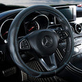 Red Rain Black and Blue Leather Steering Wheel Cover Cowhide Car Steering Wheel Cover Universal Size M / 15inch Fit Car/Auto/SUV (A-Black+Blue-M)