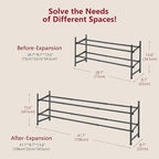 Tajsoon Expandable Shoe Rack for Closet 2 Tier, 28“-41“ Adjustable & Stackable Shoe Shelf Storage, Metal Shoe Rack Organizer 
