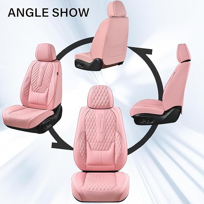 Coverado Seat Covers Front Seats, Car Seat Cover Protector with Lumbar Support, Waterproof Car Seat Cushion, Leather Seat Cov