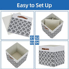 Temary Cube Storage Bins 13x13 - 4 Pack Cube Storage Bins for Shelf with Handles (Grey Lattice)