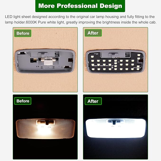 Interior LED light sheet,applicable dome light,Super Bright 6000K Pure White Light,Lights Brightness Can Adjust,Fit Toyota Tacoma(2nd Gen,2005-2015),Camry,Solara,Sequoia,And for Lexus RX330