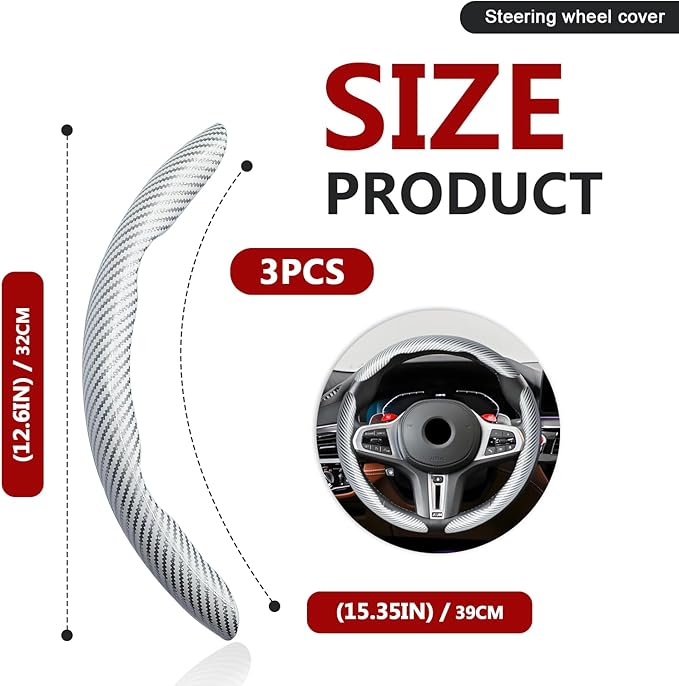 3pcs Universal Carbon Fiber Steering Wheel Cover - Anti-Slip & Segmented Design, Universal 99% Durable Steering Wheel Protect