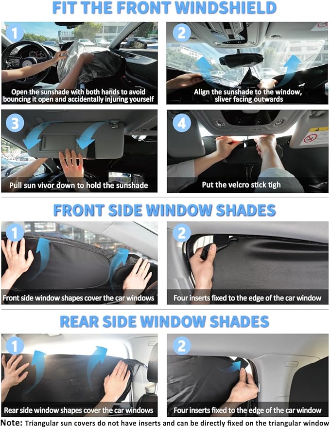 Sun Shades for Toyota Highlander 2022-2026 Windshield Sunshade Accessories Full Window Shades Front Rear Side Window Covers Fixed with Inserts Sun Visor Blocker Privacy Car Keep Car Cool 8 PCS
