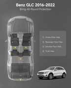 3W Floor Mats & Cargo Liner for Mercedes Benz GLC 2016-2022, TPE All Weather Custom Fit Floor Liner & Trunk Mats, Car Mats for GLC300/GLC350e/GLC43 AMG/GLC63 AMG/GLC63 AMG S Accseeories, Black