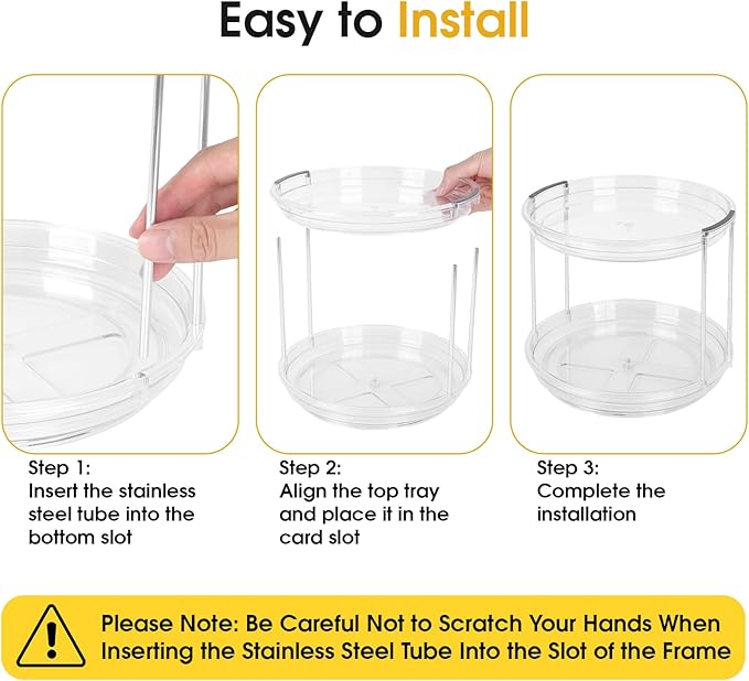 2 Pack Medicine Cabinet Organizer, Rotary Turntable Organizer for Medicine and Vitamin Bottles, Under Sink Organizer for Medi