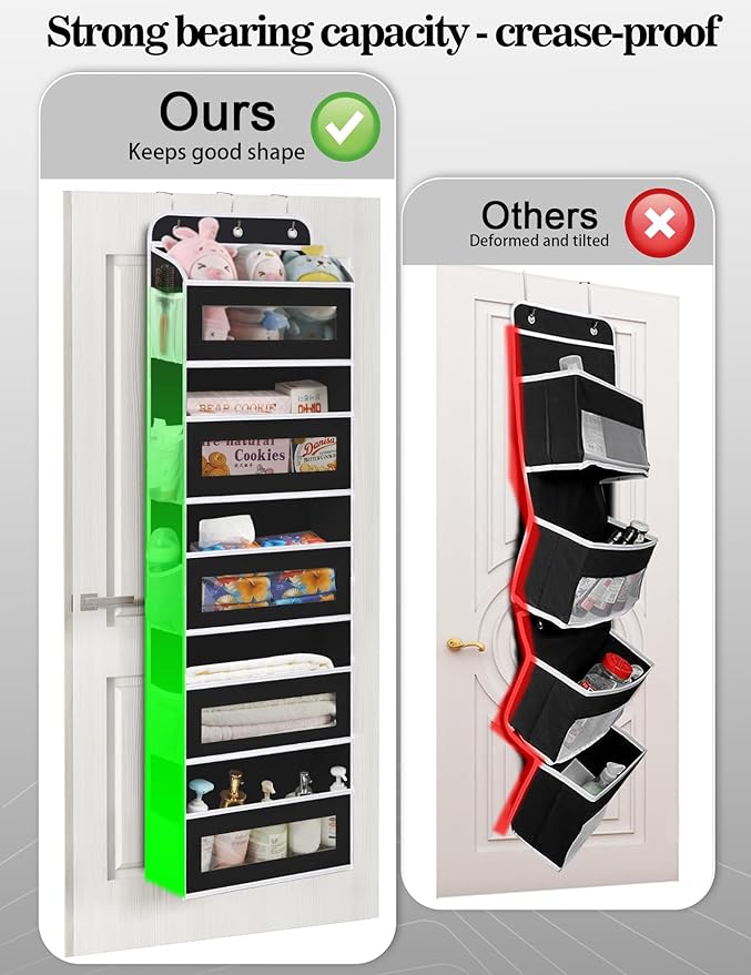 KYEVIS Over The Door Organizer, 5 Shelves Closet Door Hanging Organizer with 10 Mesh Pockets, Nursery Closet Organizer, Baby 