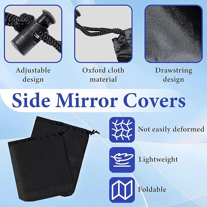 6Pcs Side Mirror Covers, Waterproof Car Side Mirror Protection for Snow, Ice, Bird Droppings - Suit Fit for Trucks, Winter Rearview Guard, Auto Exterior Accessories with Drawstrings