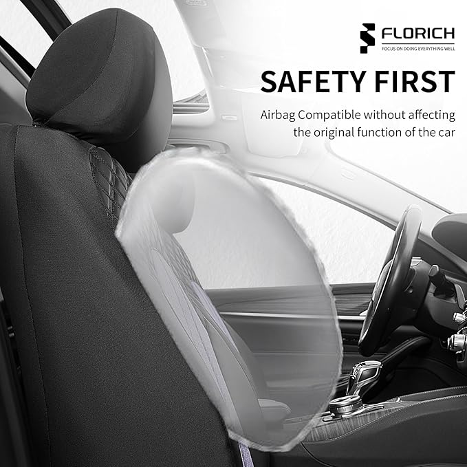 FLORICH Purple Seat Covers for Cars Front Seats Cover Mesh Leather Car Seat Covers Automotive Comfort & Protection Airbag-Com