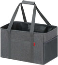 LHZK Standing Utility Tote Bag with Metal Wire Frame and the Sides Rinforced, Large Tote Bag with Handle, Reusable Grocery