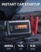 TREKURE Portable Car Battery Jump Starter 4000A 16800mAh Jump Box, Car Battery Jumper Starter Portable Jumper Cables for