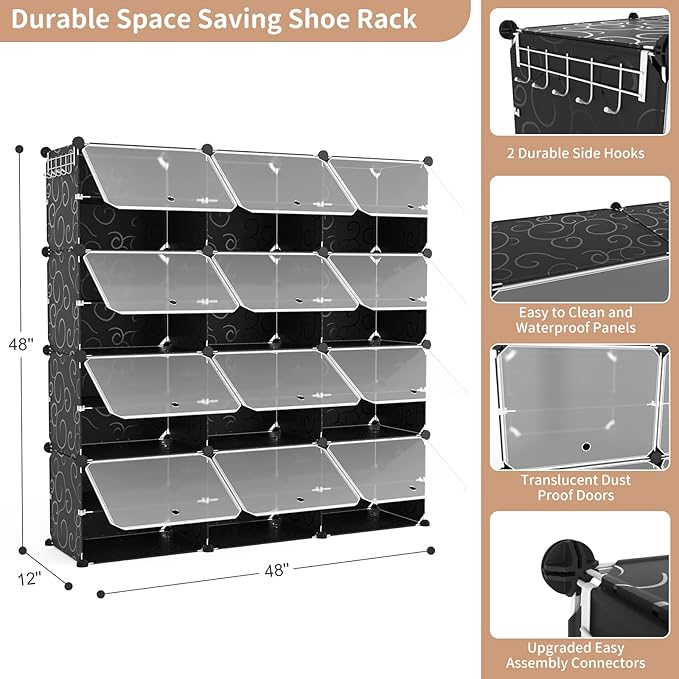 ROJASOP Portable 8-Tier Shoe Cabinet - 48-Pair Shoe Organizer with Expandable, Free Standing, Stackable Space Saving Design a