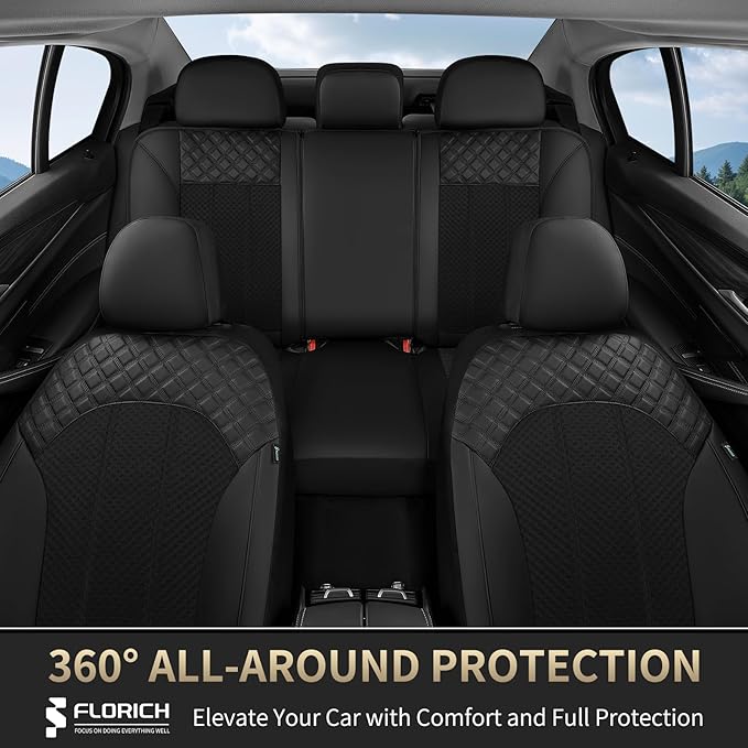 FLORICH Automotive Seat Covers Front Seat Cover Leather & Mesh Car Seat Cover Breathable Cars Seats Protector Cushion Car Int