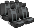 BDK carXS Seat Covers for Cars, Light Gray Two-Tone Car Seat Covers with Matching Back Seat Cover, Made to Fit Most Auto Truc