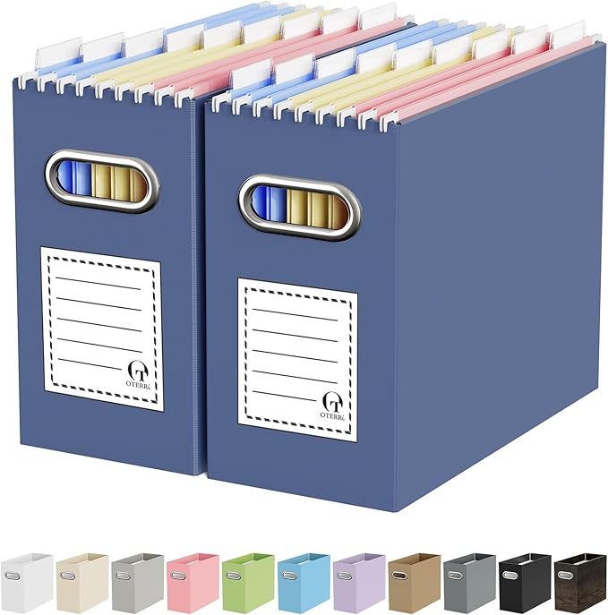 Oterri Cardboard File Organizer Box for Hanging File Folders Letter Size,File Box for Computer Desk,File Cabinet,Working Home