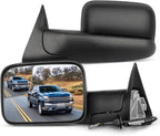 SCITOO Towing Mirrors Compatible With 1994-1997 For Dodge For Ram 1500 For Ram 2500 For Ram 3500 Models A Pair(Left Right Side Tow Mirrors) Power Adjusted No Heated No Turn Signal Light Black Housing