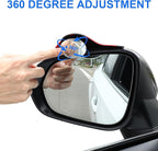 LivTee Blind Spot Mirror with Side Mirror Rain Guard, HD Glass Frameless Convex, Carbon Fiber 2-in-1 Side Mirror Covers Kit with Wide Angle Adjustable Stick for Cars SUV and Trucks, Pack of 2