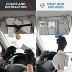 Car Sun Visor Multi-Pocket Organizer — Gray (Universal Car/SUV/Truck Storage Pouch)