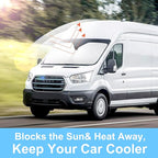 Front Windshield Sun Shade Foldable Car Front Window Sun Shade Windshield Shade Custom Fit for 2022-2026 Ford E-Transit Block UV Rays Car Accessories Heat Keep Cooler