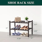 Smiry Bamboo Shoe Rack for Closet, 2 Tier Small Wooden Stackable Shoe Organizer, Free Standing Shoes Storage Shelf for Entryw