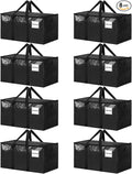 8 Pack Extra Large Heavy Duty Moving Bags, Black Storage Bins with Lids, Reinforced Handles & Heavy-Duty Zippers Moving Boxes