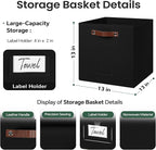 FinishingBo 6-Pack Storage Cubes with Handles & Label Holders Basket, Closet Cube Home Organizer Bins(Black, 13 x 13 x 13 inc