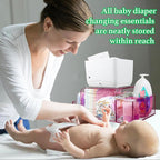 NANYEZH Acrylic Diaper Caddy, Baby Wipes Organizer for Changing Table, Dresser Top Tabletop Organizer with 4 Detachable Compa