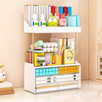 caktraie 2 Pack Bathroom Counter Organizer - 3 Drawers Makeup Organizer, Cosmetic Storage Drawer for Dresser Countertop and B