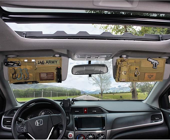 WYNEX Car Sun Visor Organizer with MOLLE Panel | Universal Car Storage Pouch, Compatible Sedan, Suvs, and Vans | for Small Tools, Glasses & Documents