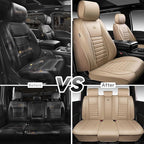 CAR PASS Nappa Leather Car Seat Covers Full Set, Luxury Seat Protector for Cars, Waterproof Anti-Slip Car Seat Cushion Armres