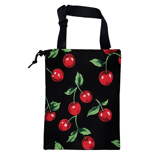 Car Garbage Bag Bright Red Cherries Hanging Canvas Car Trash Bag Drawstring Car Back Seat Organizer for Car Back Front Seat Console with Adjustable Buckle