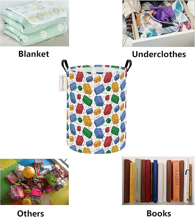 QUEENLALA Large Storage Basket,Laundry Hamper/Bathroom/Home Decor/Collapsible Round Storage Bin,Boys and Girls Hamper/Boxes/C