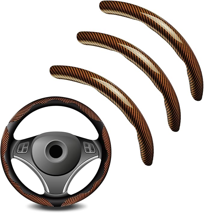 3pcs Universal Carbon Fiber Steering Wheel Cover - Anti-Slip & Segmented Design, Universal 99% Durable Steering Wheel Protect