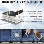 Coverado Car Seat Covers Full Set, Luxury Faux Leather Seat Covers for Cars, Waterproof Car Seat Protector, Blue Car Seat Cov