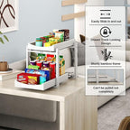 Bamboo Under Sink Organizer and Storage, 2 Pack Pull Out Cabinet Organization, 2 Tier Vertical Slide Out Undersink Storage Sh