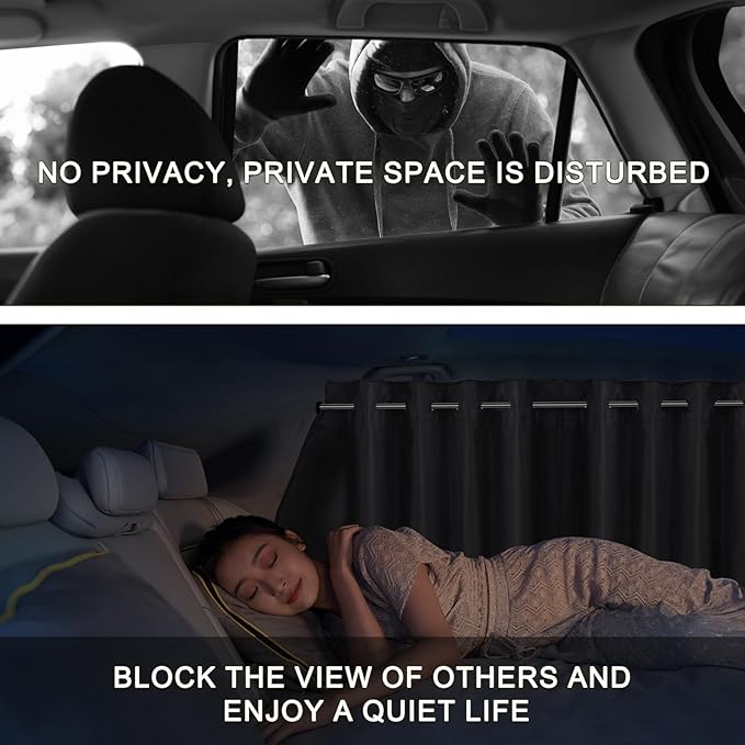 XCBYT Car Window Shades - Upgrade 2 Pack Car Privacy Curtians with Rods for Baby 99% Light Block Window Covers for Camping, Napping, Sleeping, Breastfeeding, Cloth Changing