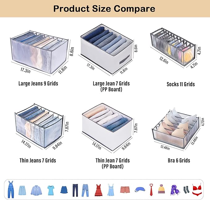 TIGARI Wardrobe Clothes Organizer, Small Underwear Organizer, Drawers Organizer for Clothes, Compartment Storage Box for Bedr
