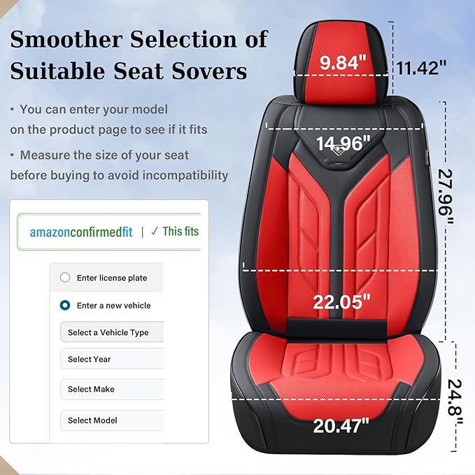 Coverado Car Seat Covers Full Set, Automotive Seat Covers Car Seat Protector Car Seat Cushion, Waterproof Leather Seat Covers